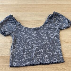 American Eagle Floral Blue Women's Top